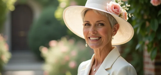 Comment sublimer un chapeau de mariage avec des cheveux courts après 50 ans Comment sublimer un chapeau de mariage avec des cheveux courts après 50 ans