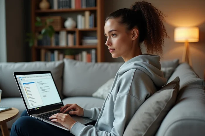 Femme utilisant l'outil de nettoyage de disque Windows 10 pour gérer les fichiers système dont le dossier ESD